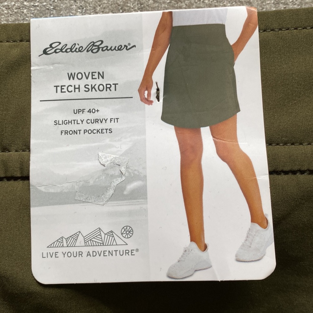 Eddie Bauer green Woven Tech Skort. Size XL. NWT